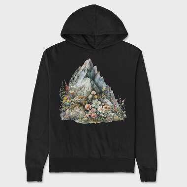 Watercolor Mountain Flora, Hanorac Oversize Barbati (Unisex)