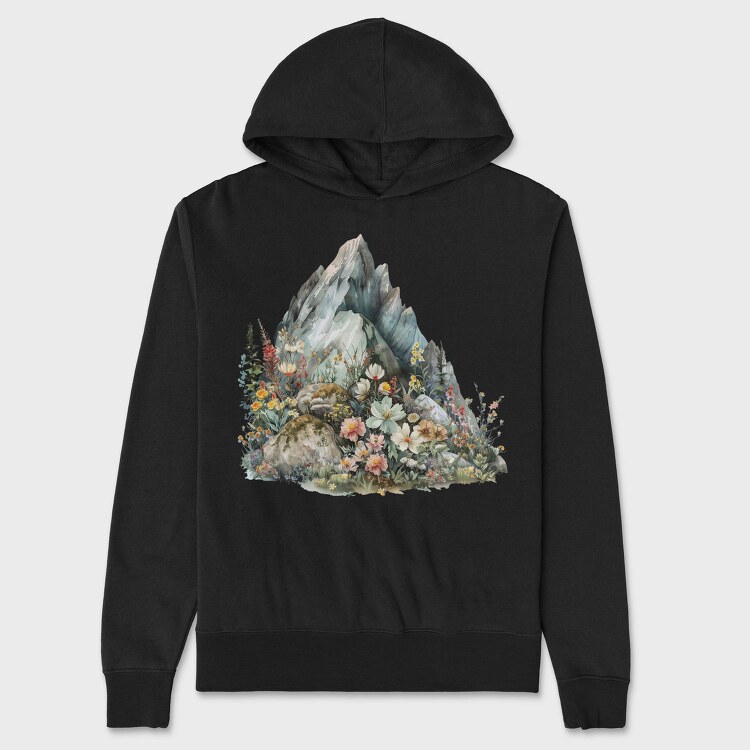 Watercolor Mountain Flora, Hanorac Oversize Barbati (Unisex)