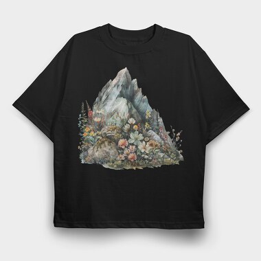 Watercolor Mountain Flora, Tricou Oversize Barbati (Unisex)