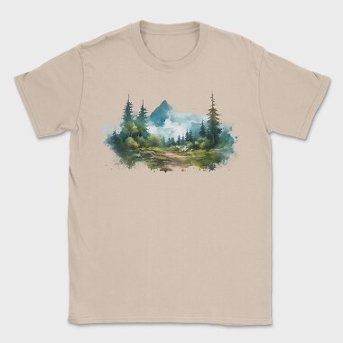 Watercolor Mountain Forest, Tricou Barbati (Unisex)