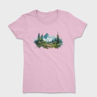 Watercolor Mountain Forest, Tricou Femei
