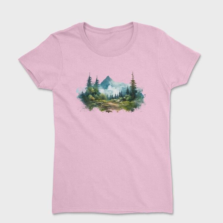 Watercolor Mountain Forest, Tricou Femei