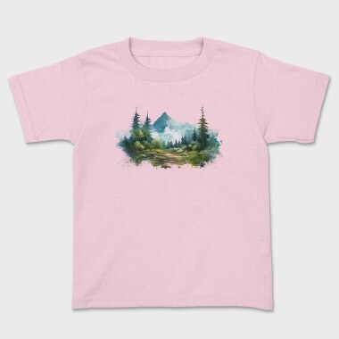 Watercolor Mountain Forest, Tricou Copii