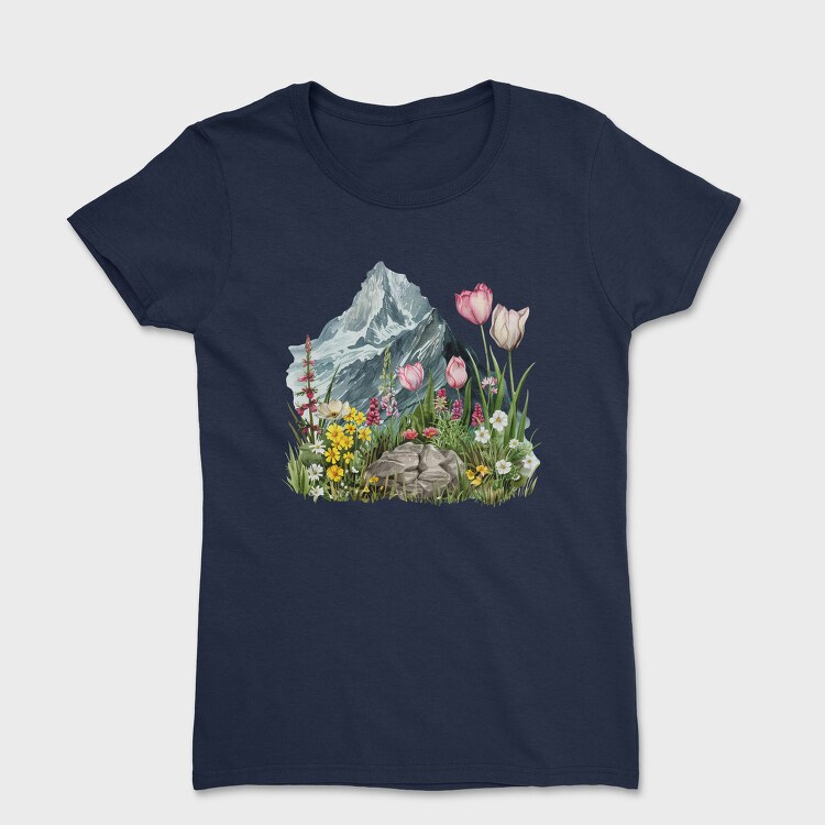 Watercolor Mountain Garden, Tricou Femei