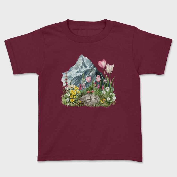 Watercolor Mountain Garden, Tricou Copii