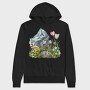 Watercolor Mountain Garden, Hanorac Oversize Barbati (Unisex)