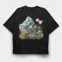 Watercolor Mountain Garden, Tricou Oversize Barbati (Unisex)