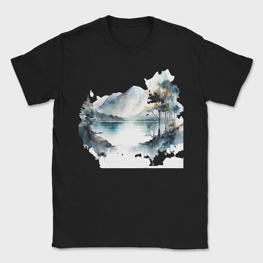 Watercolor Mountain Lake, Tricou Barbati (Unisex)