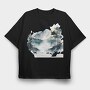 Watercolor Mountain Lake, Tricou Oversize Barbati (Unisex)