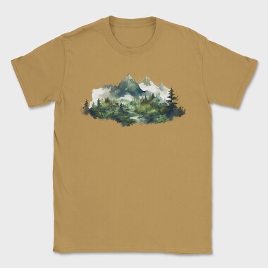 Watercolor Mountain Landscape, Tricou Barbati (Unisex)