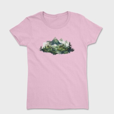 Watercolor Mountain Landscape, Tricou Femei