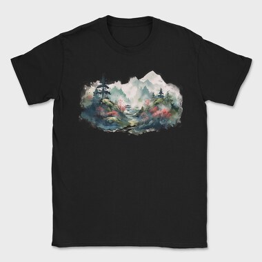 Watercolor Mountain Mist, Tricou Barbati (Unisex)