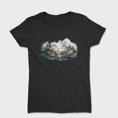 Watercolor Mountain Mist, Tricou Femei