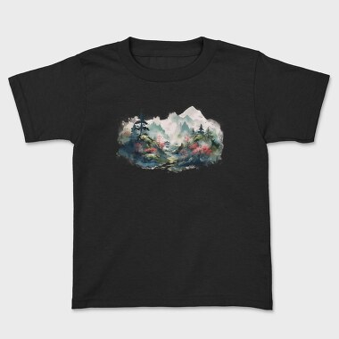 Watercolor Mountain Mist, Tricou Copii