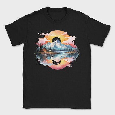 Watercolor Mountain Moon, Tricou Barbati (Unisex)
