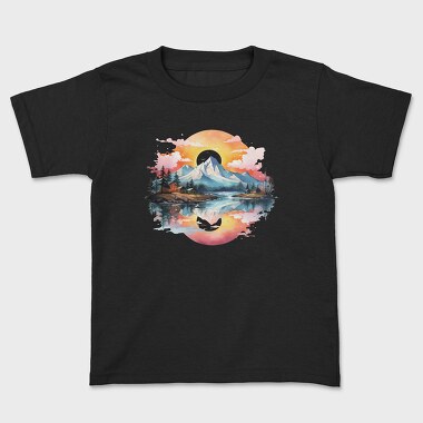 Watercolor Mountain Moon, Tricou Copii