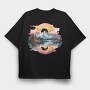 Watercolor Mountain Moon, Tricou Oversize Barbati (Unisex)