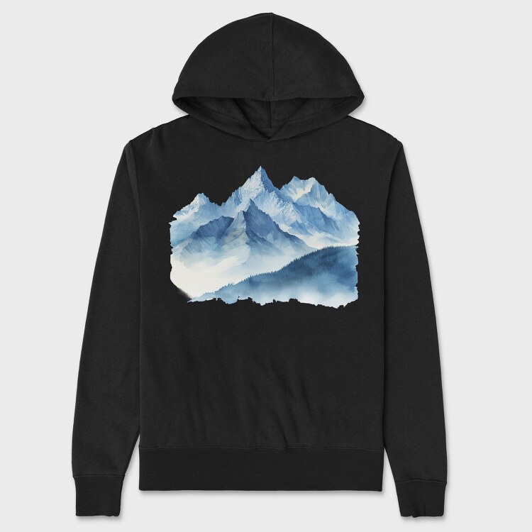Watercolor Mountain Peak, Hanorac Oversize Barbati (Unisex)