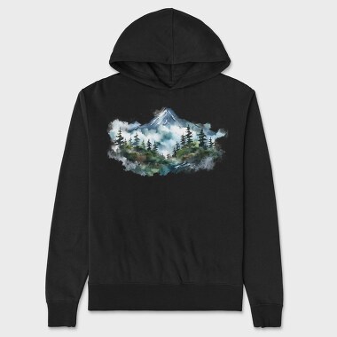 Watercolor Mountain Peaks, Hanorac Oversize Barbati (Unisex)