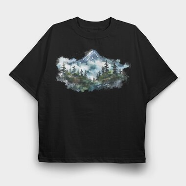 Watercolor Mountain Peaks, Tricou Oversize Barbati (Unisex)