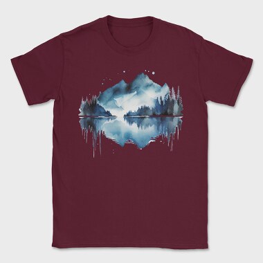 Watercolor Mountain Reflection, Tricou Barbati (Unisex)