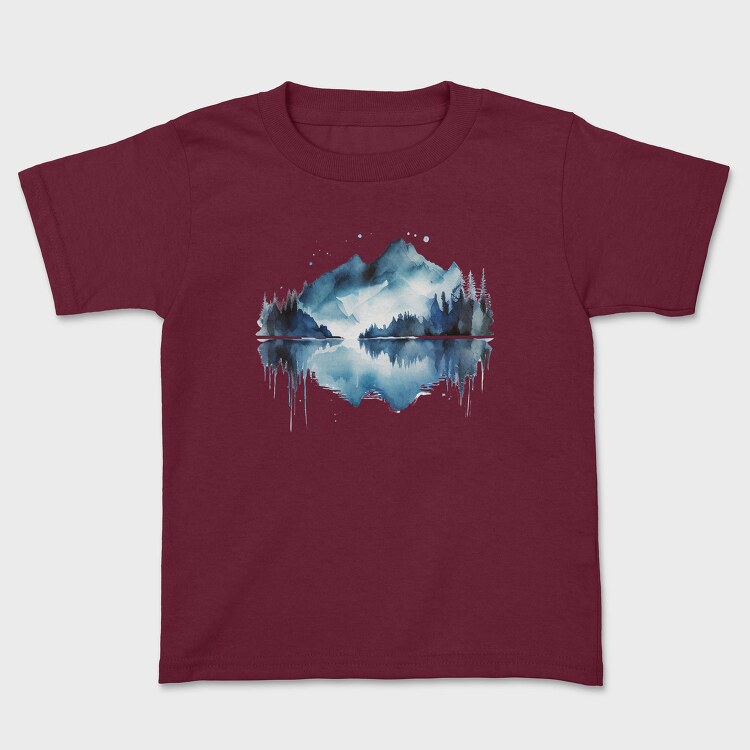 Watercolor Mountain Reflection, Tricou Copii