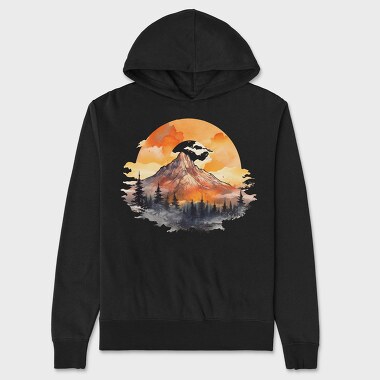 Watercolor Mountain Sunset, Hanorac Oversize Barbati (Unisex)