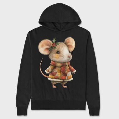 Watercolor Mouse Holly, Hanorac Oversize Barbati (Unisex)