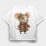 Watercolor Mouse Holly, Tricou Oversize Barbati (Unisex)