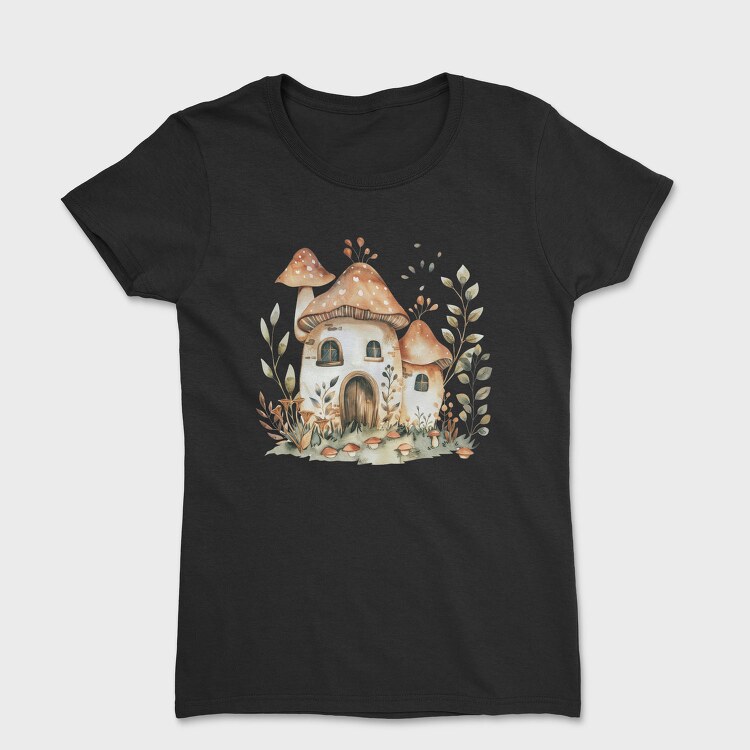 Watercolor Mushroom House, Tricou Femei