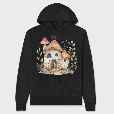 Watercolor Mushroom House, Hanorac Oversize Barbati (Unisex)