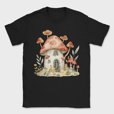 Watercolor Mushroom Hut, Tricou Barbati (Unisex)
