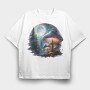 Watercolor Mystical Mushrooms, Tricou Oversize Barbati (Unisex)