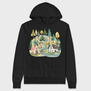 Watercolor Nature Path, Hanorac Oversize Barbati (Unisex)