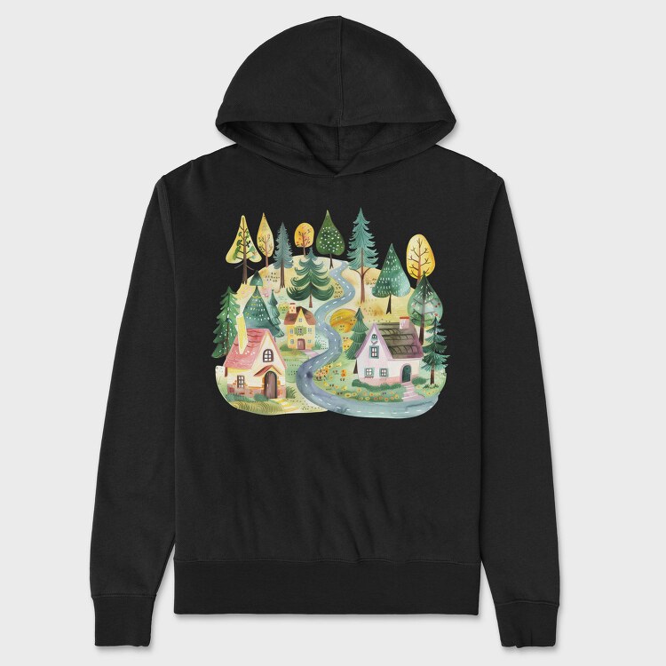 Watercolor Nature Path, Hanorac Oversize Barbati (Unisex)