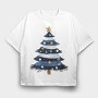 Watercolor Navy Tree, Tricou Oversize Barbati (Unisex)