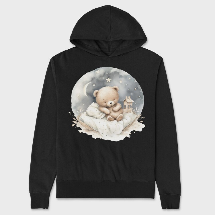 Watercolor Night Bear, Hanorac Oversize Barbati (Unisex)