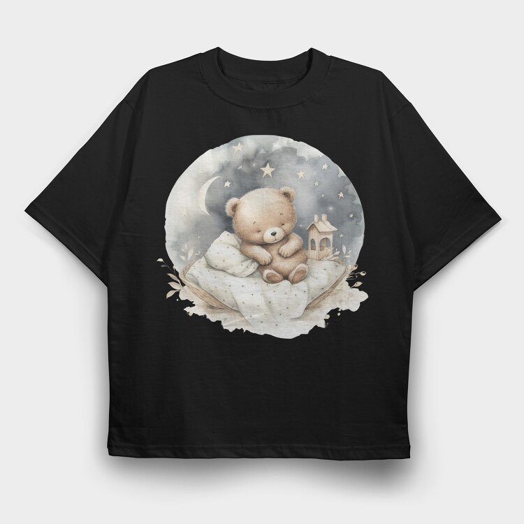 Watercolor Night Bear, Tricou Oversize Barbati (Unisex)