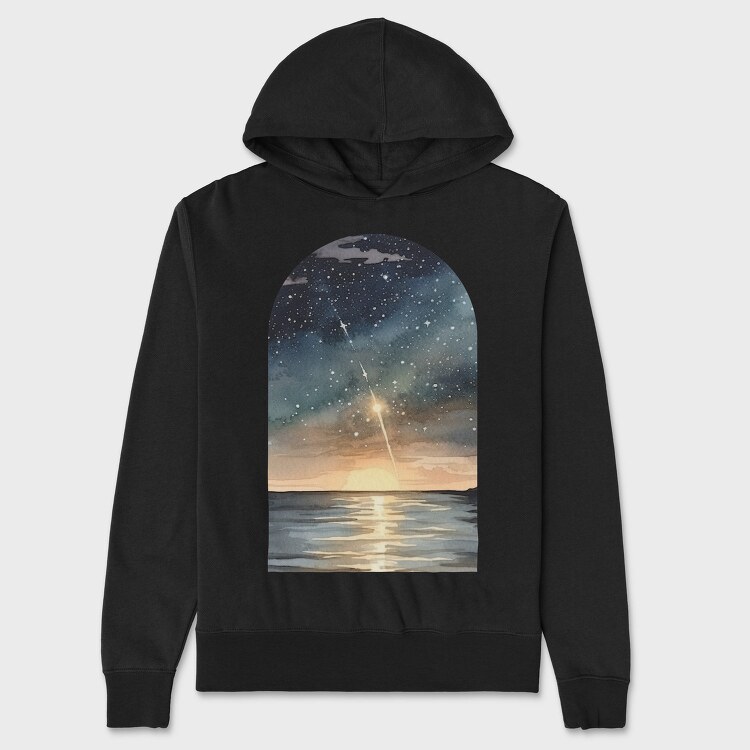 Watercolor Night Ocean, Hanorac Oversize Barbati (Unisex)