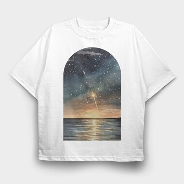 Watercolor Night Ocean, Tricou Oversize Barbati (Unisex)