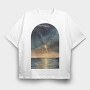 Watercolor Night Ocean, Tricou Oversize Barbati (Unisex)
