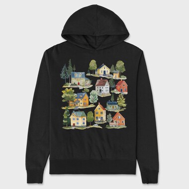 Watercolor Nordic Home, Hanorac Oversize Barbati (Unisex)