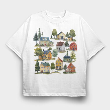Watercolor Nordic Home, Tricou Oversize Barbati (Unisex)