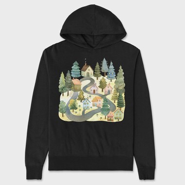 Watercolor Nordic Homes, Hanorac Oversize Barbati (Unisex)