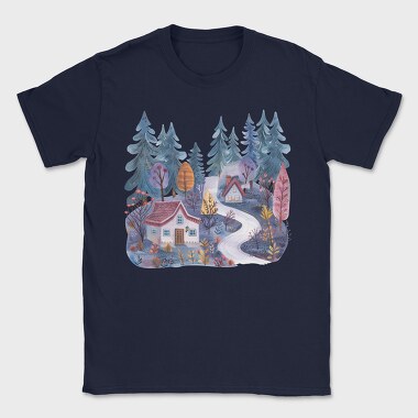 Watercolor Nordic House, Tricou Barbati (Unisex)