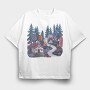 Watercolor Nordic House, Tricou Oversize Barbati (Unisex)