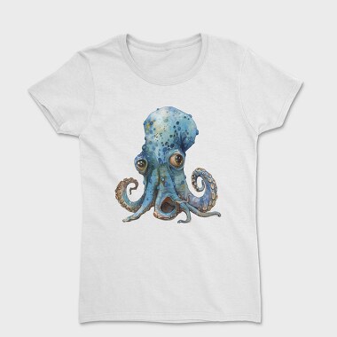 Watercolor Octopus Moonlight, Tricou Femei