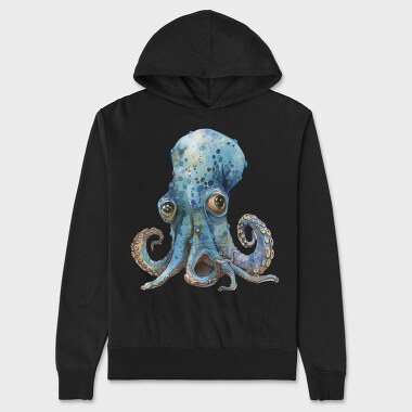 Watercolor Octopus Moonlight, Hanorac Oversize Barbati (Unisex)
