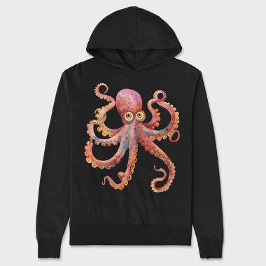 Watercolor Octopus Tail, Hanorac Oversize Barbati (Unisex)