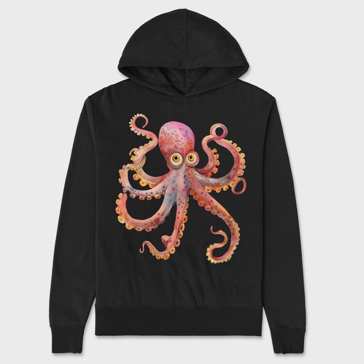 Watercolor Octopus Tail, Hanorac Oversize Barbati (Unisex)